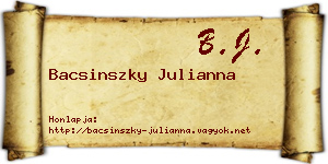 Bacsinszky Julianna névjegykártya